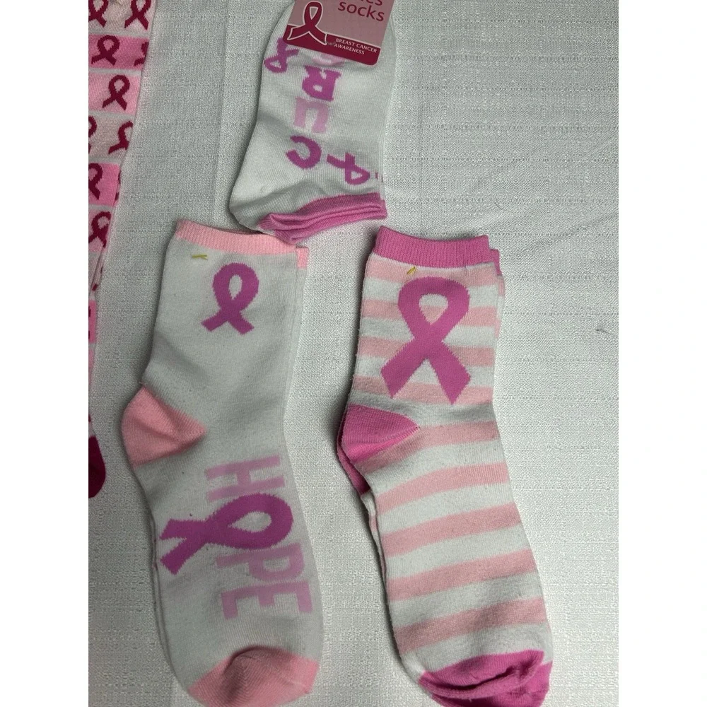 5‎ Pair Women's Breast Cancer Awareness Socks Sz 9-11